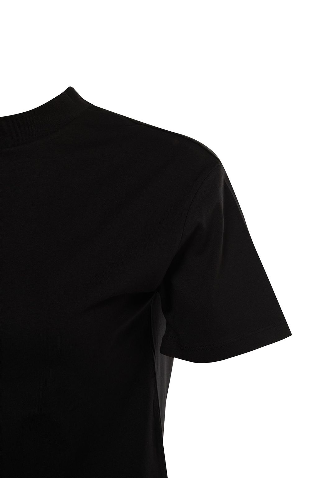 Siyah %100 Pamuk Basic Regular/Normal Kal?p Dik Yaka Orme T-Shirt TWOAW20TS0096