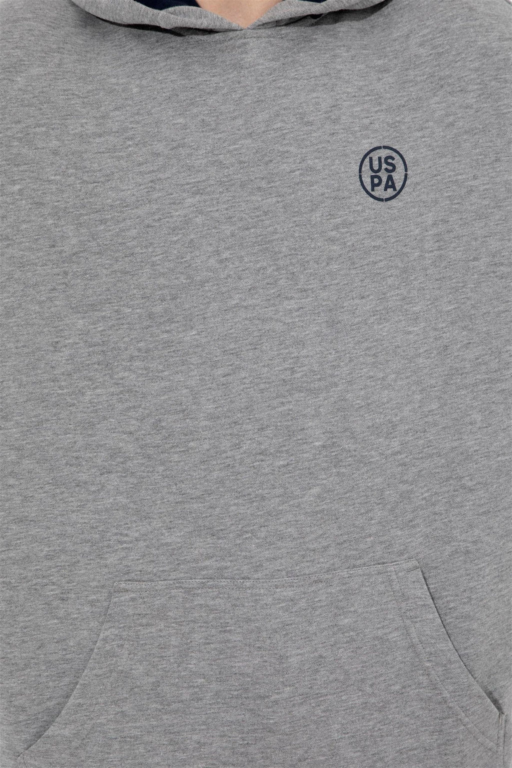 U. S. Polo Assn Мужская серая меланжевая толстовка оверсайз с капюшоном - U.s. polo assn фото 13