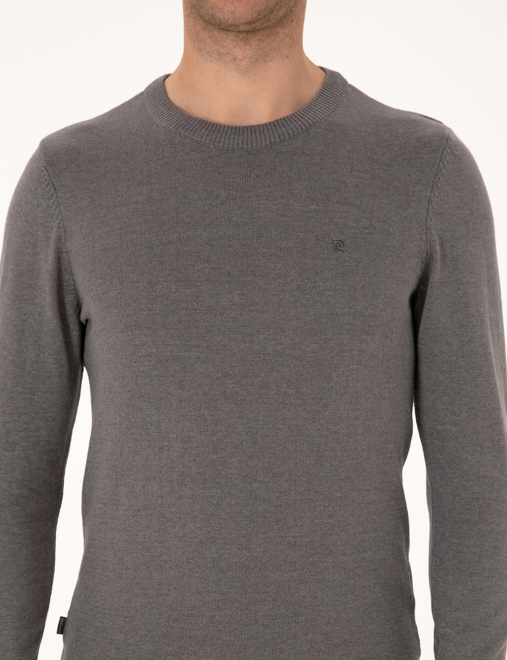 Gri Melanj Slim Fit Bisiklet Yaka Basic Triko Kazak - Pierre cardin фото 6