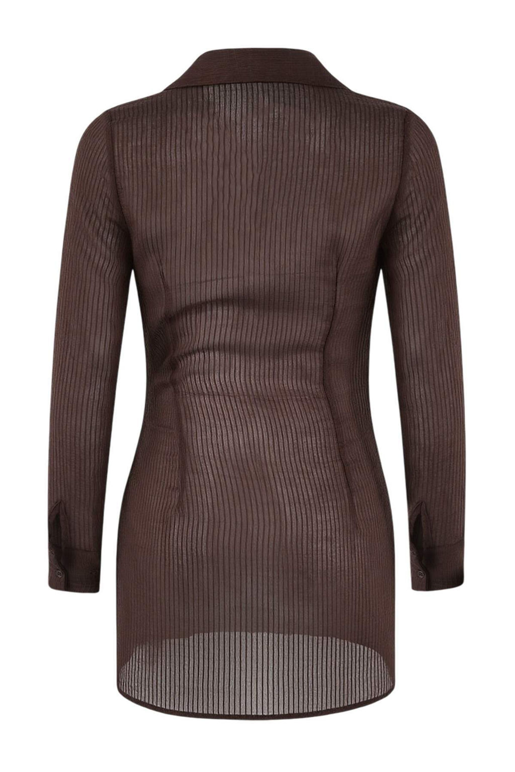 Kahverengi Dokuma Mini Regular Tul Plaj Elbisesi TBESS26EL00026