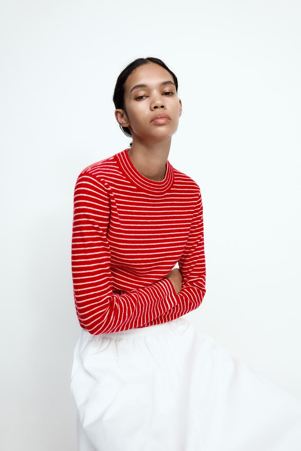 STRIPED KNIT CROPPED SWEATER - Zara фото 3