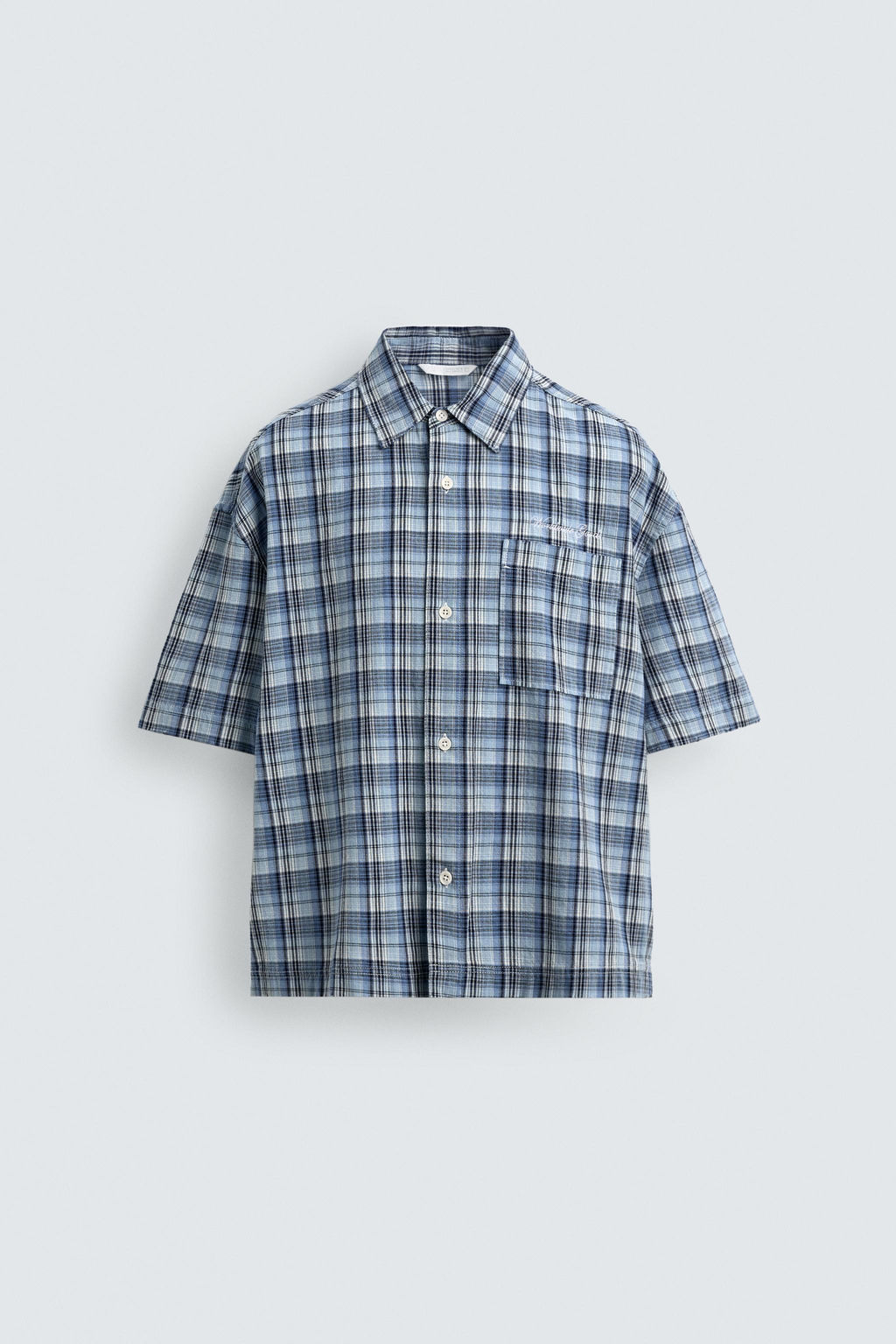 CAMISA BOXY FIT CUADROS / Azul - Zara фото 7