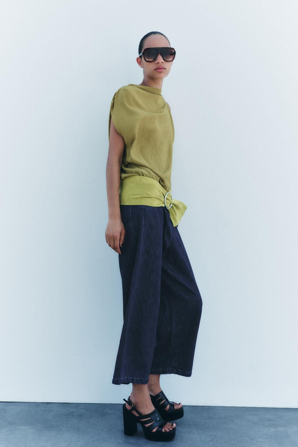 LEATHER BELT WITH PIERCING BUCKLE - Zara фото 4