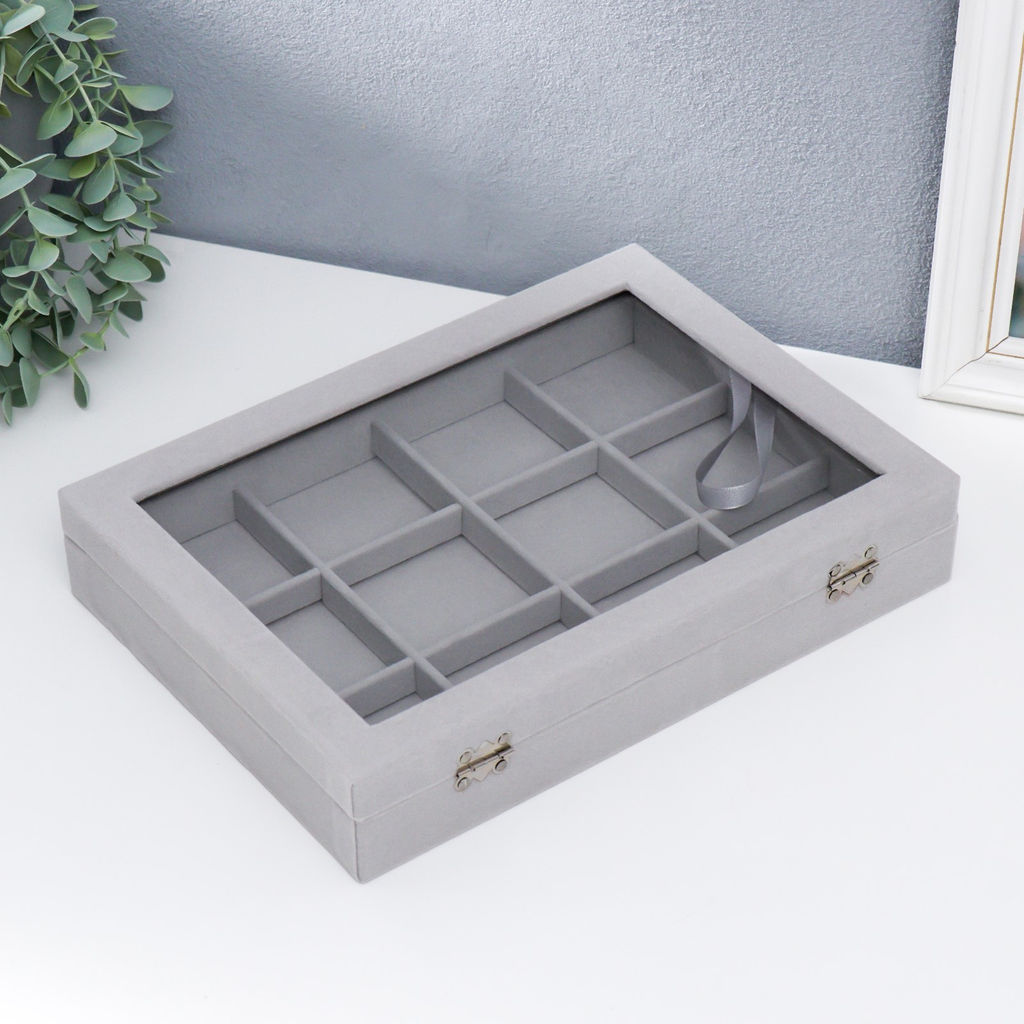 Шкатулка бархат для браслетов Серый туман 5х20х28 см - Simaland фото 6