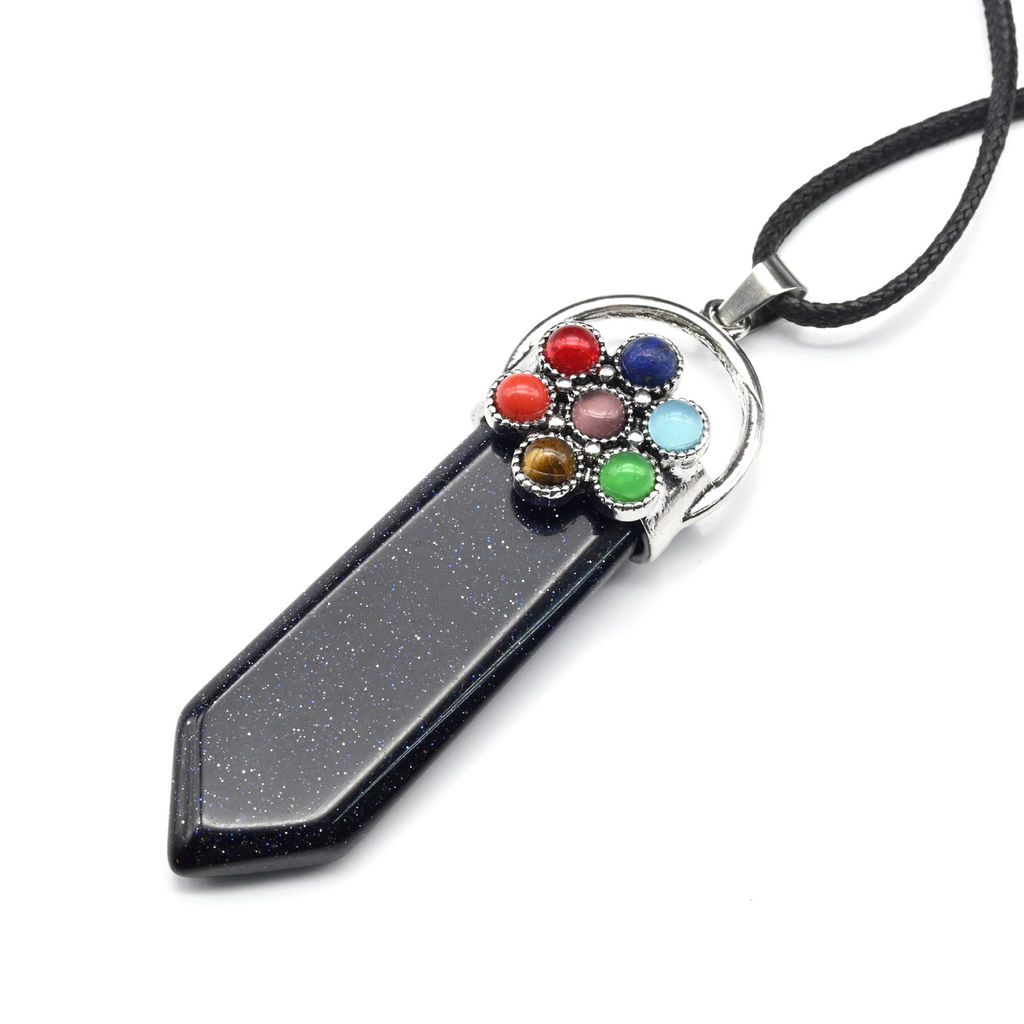 Подвеска 7 чакр на мече из авантюрина синего 22*67мм