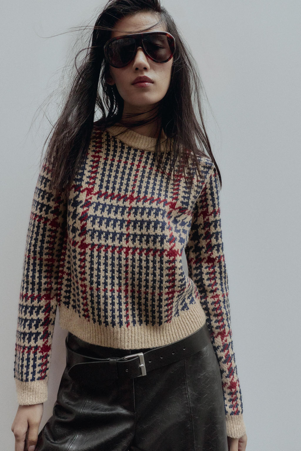 HOUNDSTOOTH WOOL JUMPER - Zara фото 2