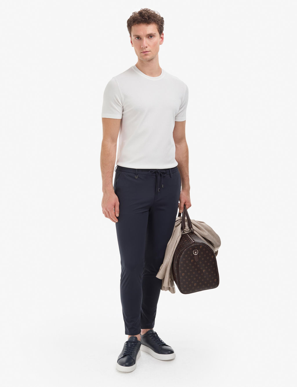 Ekru Slim Fit Bisiklet Yaka Triko Ti__rt
