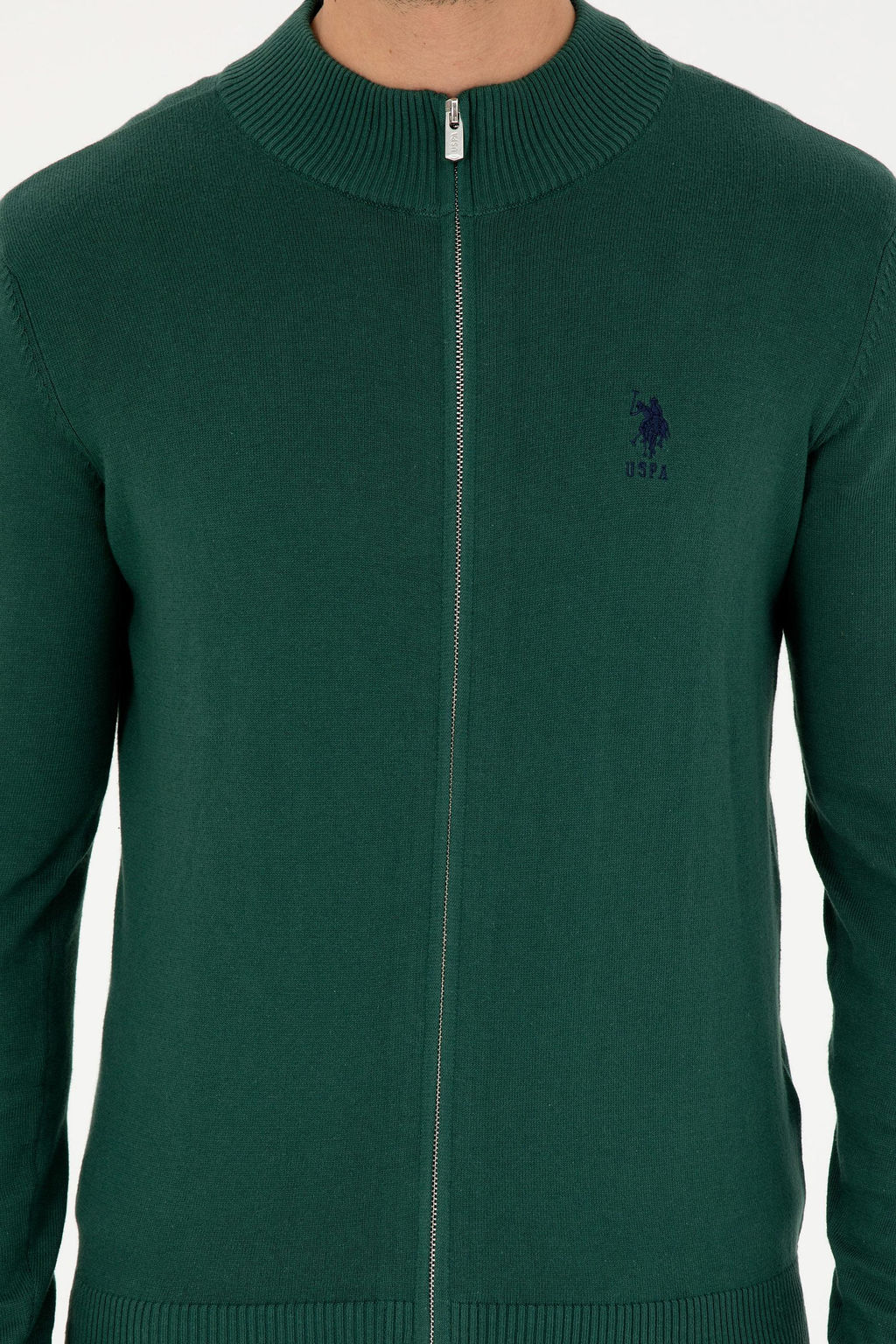 Мужской темно-зеленый базовый трикотажный кардиган - U.s. polo assn фото 6