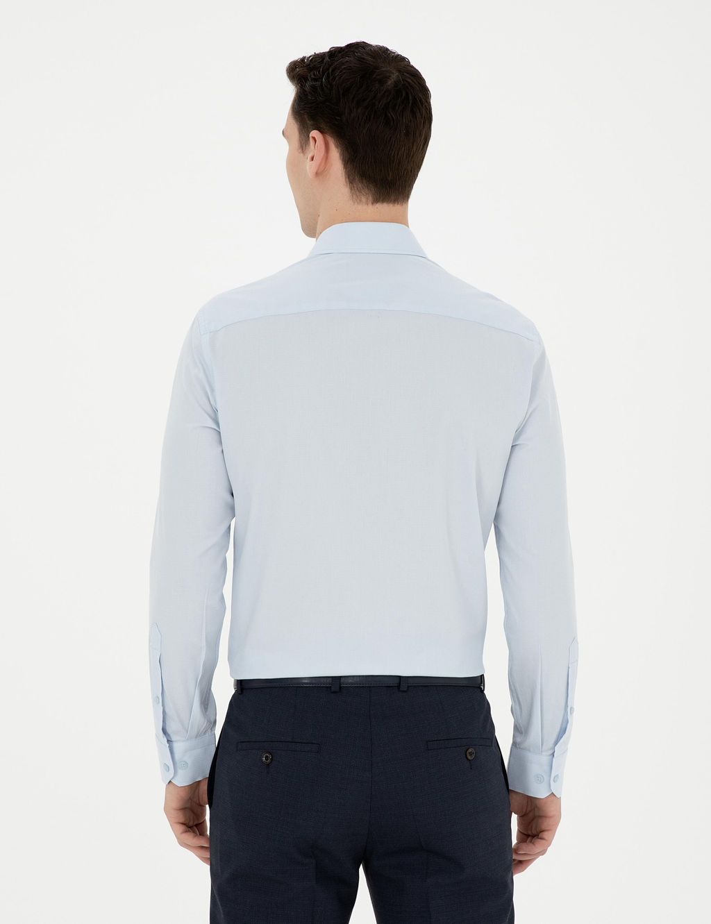 A__k Mavi Slim Fit Uzun Kollu G_mlek