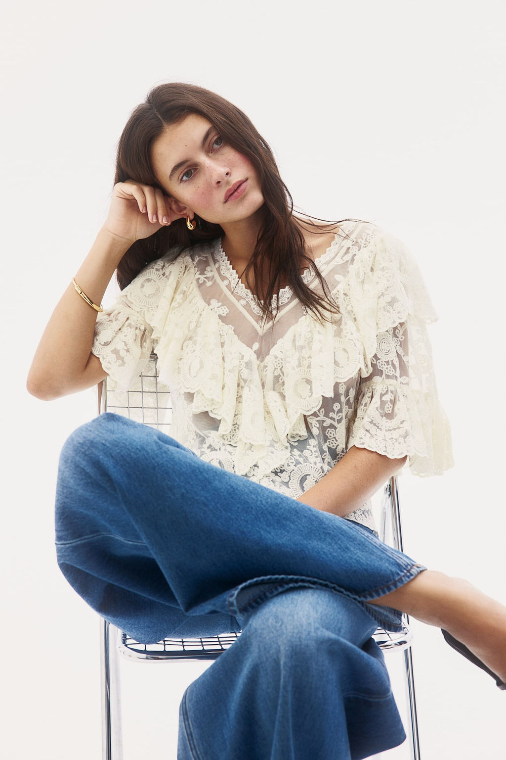Blusa de volantes en encaje - H&m фото 2
