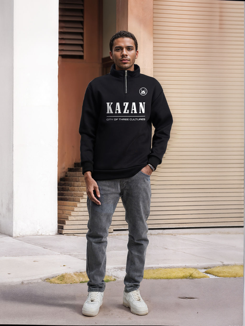 Толстовка мужская с зип-воротником "Kazan" черный