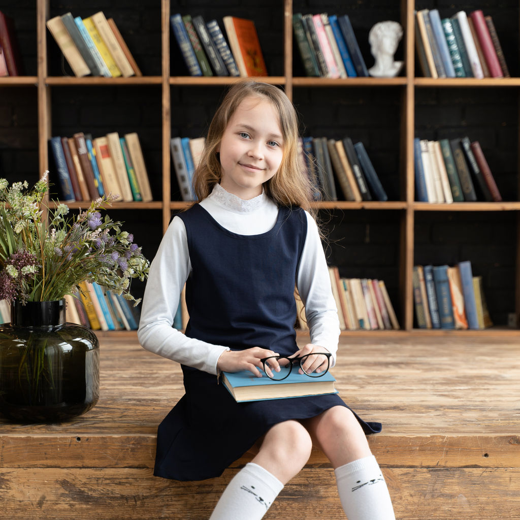 Сарафан детский школьный темно-синий 930 (146, 76)