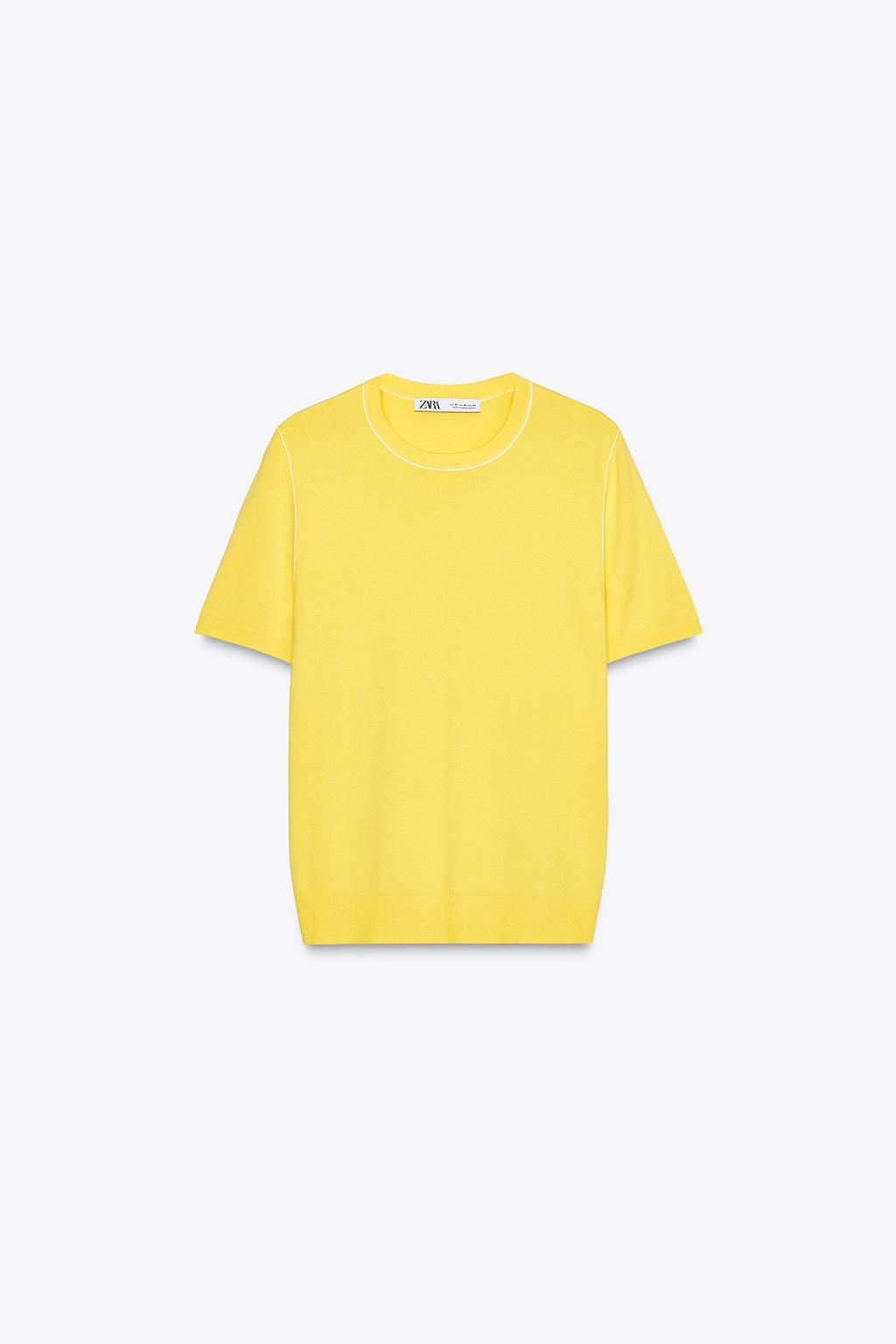 SHORT SLEEVE KNIT TOP WITH PIPING - Zara фото 35