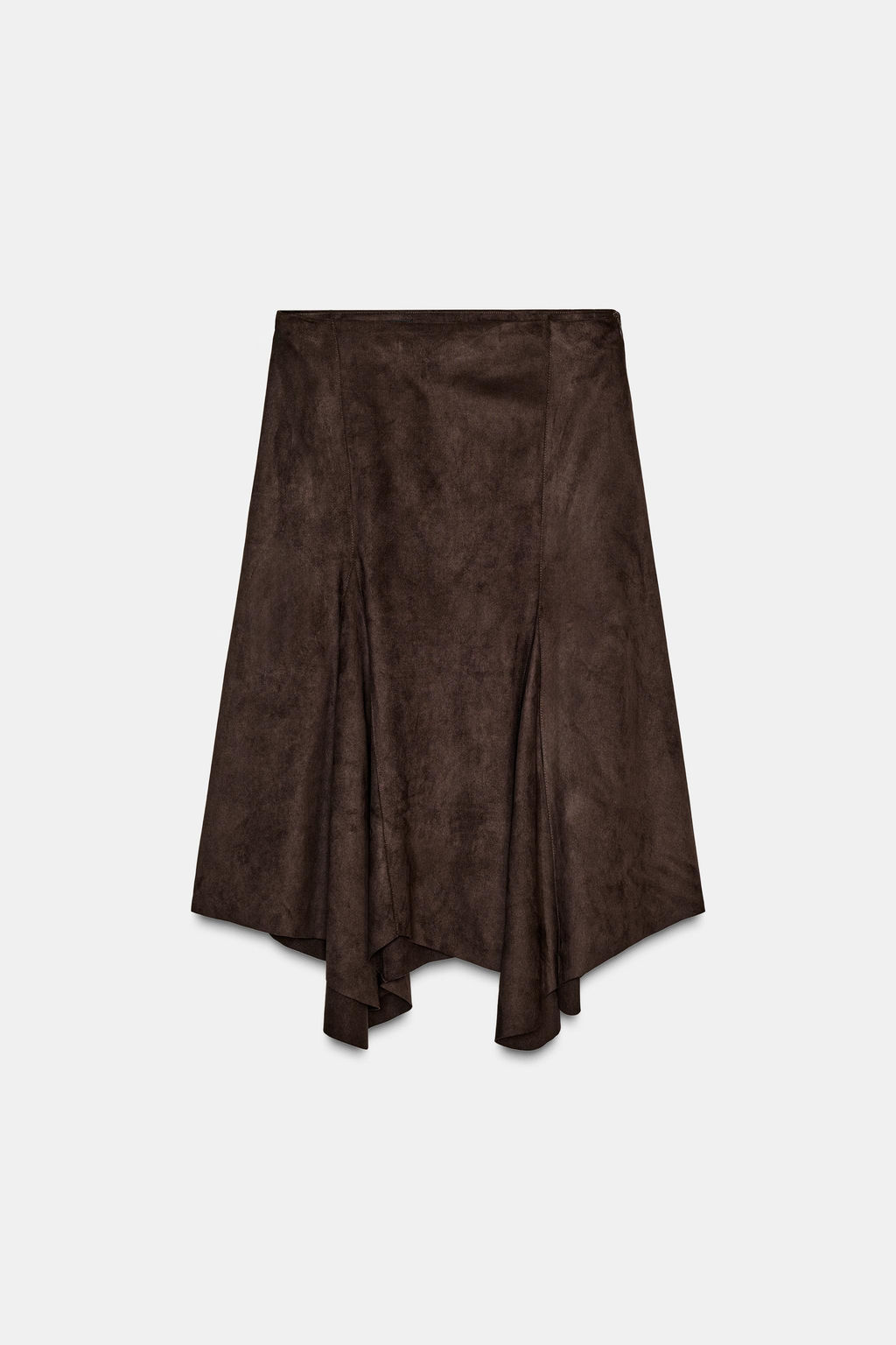 ASYMMETRIC SUEDE-EFFECT MIDI SKIRT - Zara фото 4
