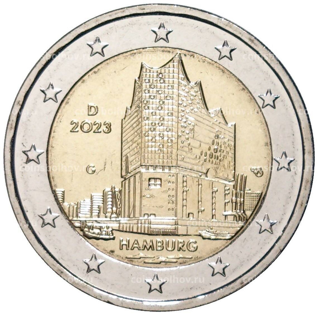 Монета 2 евро 2023 года G Германия Гамбург, Эльбская филармония