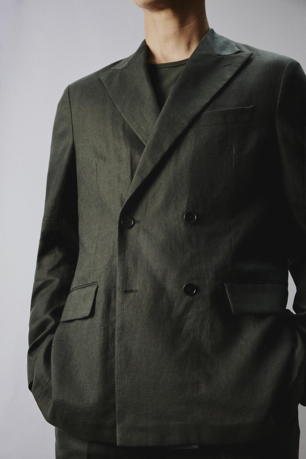BLAZER CRUZADA TRAJE 100% LINO / Khaki - Zara фото 6