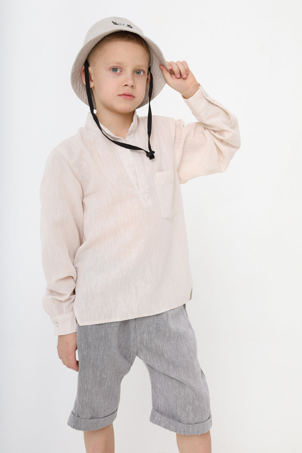 Рубашка в полоску Лен, черная - Inzibe фото 4