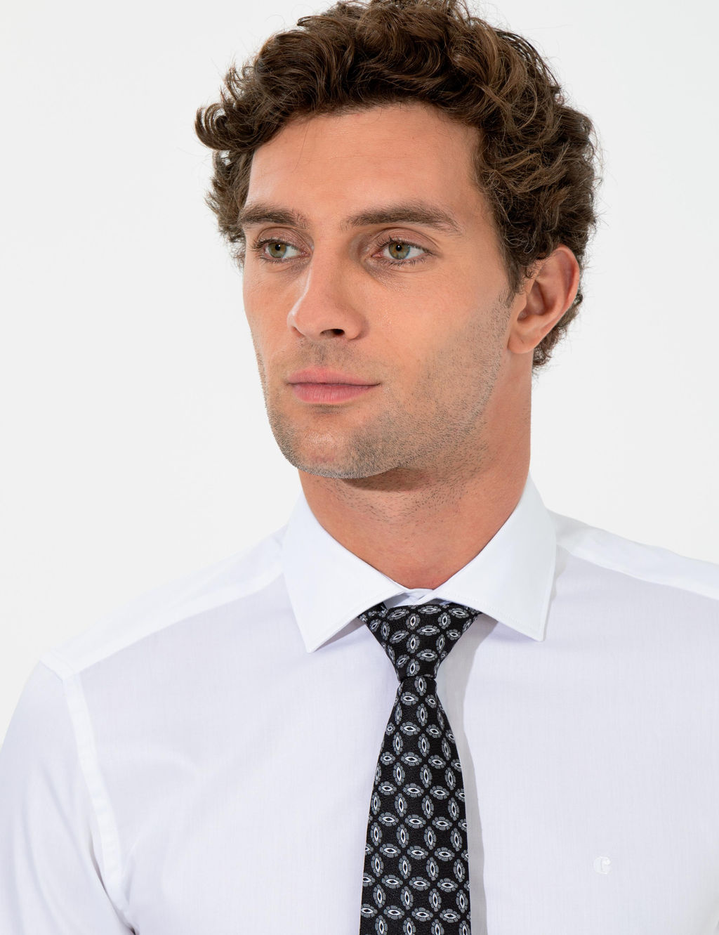 Белая базовая рубашка приталенного кроя с длинным рукавом - Cacharel фото 8