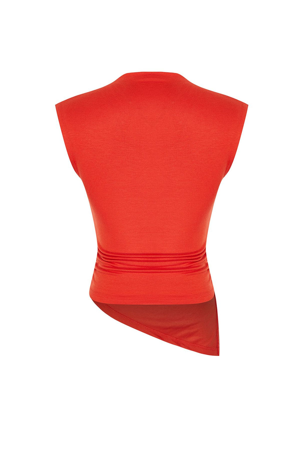 Trendyolmilla Ekru Dik Yaka K?sa Kollu Buzgu/Drape Detayl? Fitted/Vucuda Oturan Asimetrik Orme Bluz TWOSS24BZ00534  фото 8