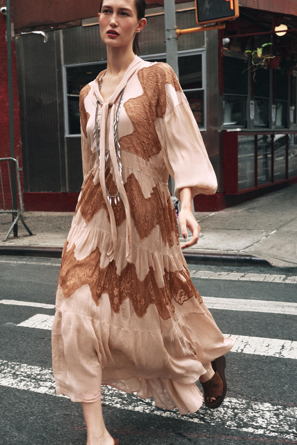 LACE COMBINATION TIE DRESS - Zara фото 13