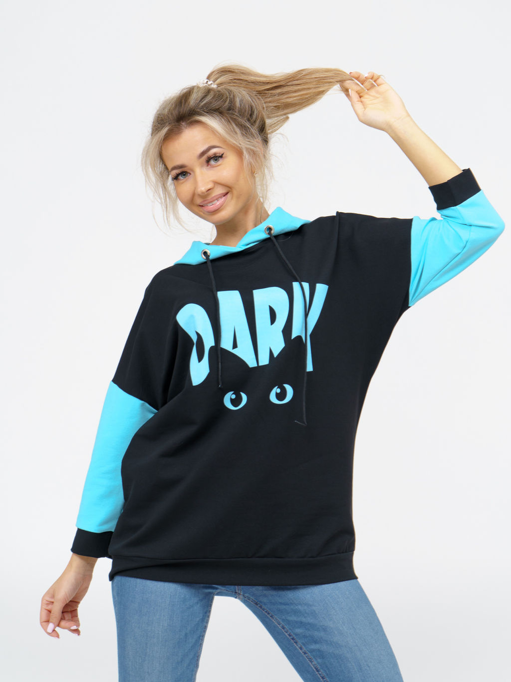806 Худи "черный/бирюза"