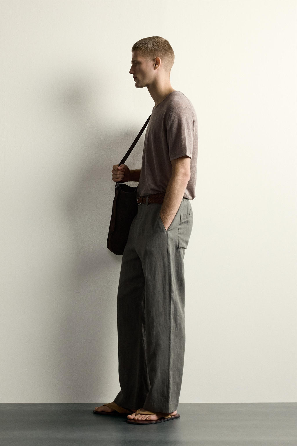CAMISETA PUNTO RELAXED FIT 100% LINO / Marr?n / Topo - Zara фото 4