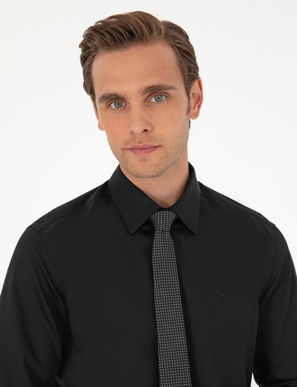 Рубашка Pierre Cardin Slim Fit черная с длинным рукавом