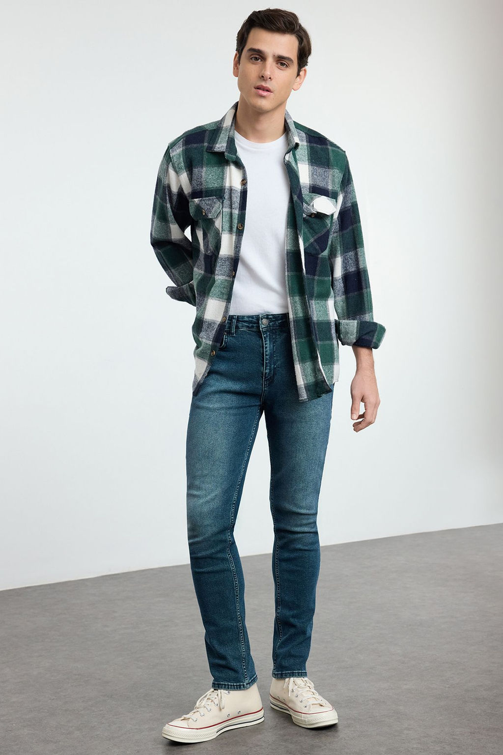 TRENDYOL MAN Ac?k Mavi Esnek Kumas T?rnakl? Destroylu Slim Fit Dar Kesim Jeans Kot Pantolon TMNSS21JE0067 - Trendyolmilla фото 8