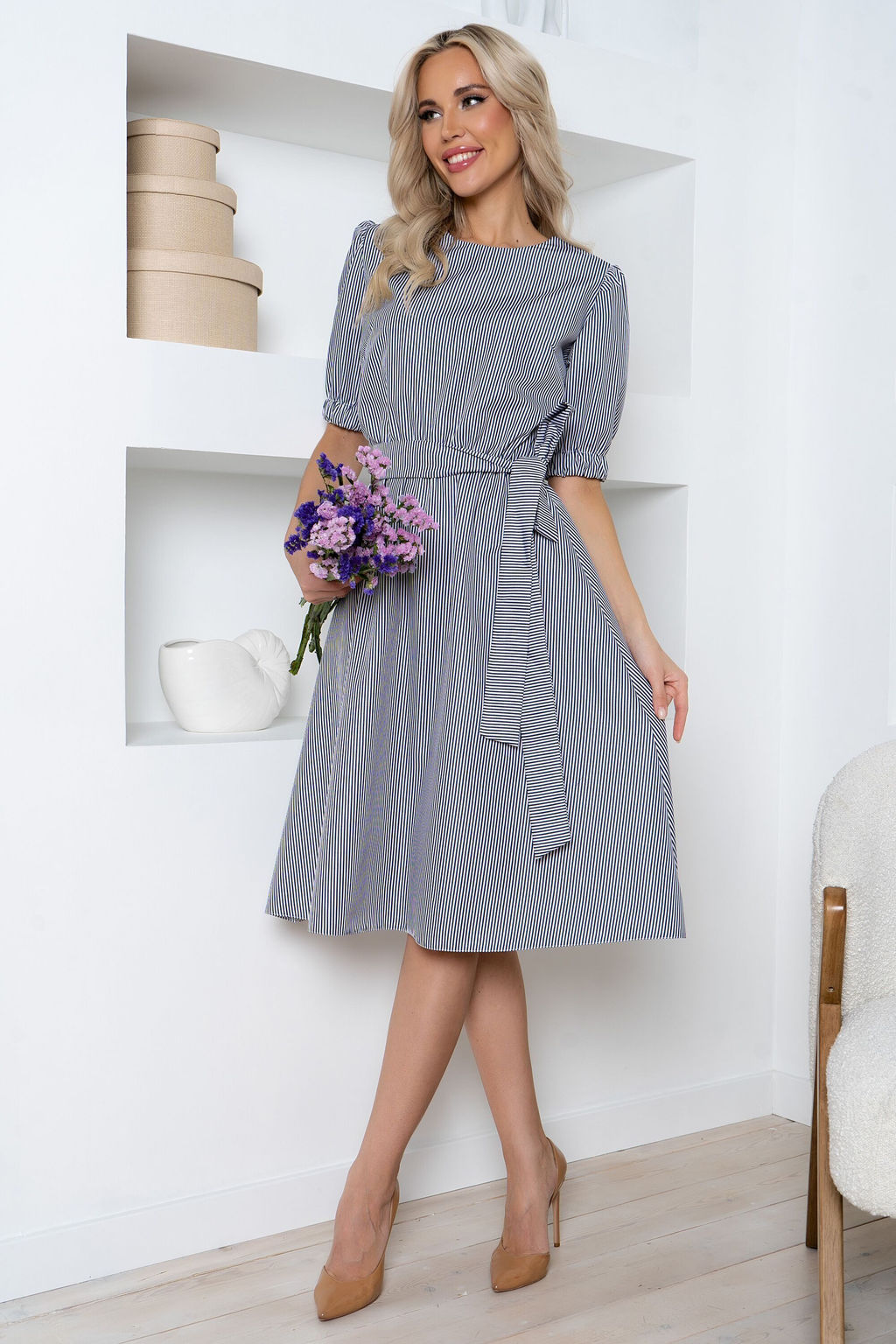 Платье Open-Style 6247 из хлопка съемный пояс