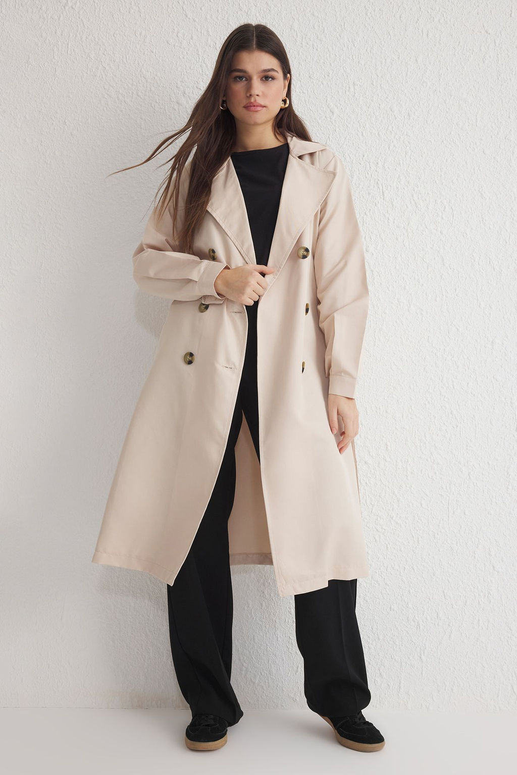 Trendyolmilla Bej Kusakl? Su Itici Uzun Trenckot TWOAW24TR00003  фото 20