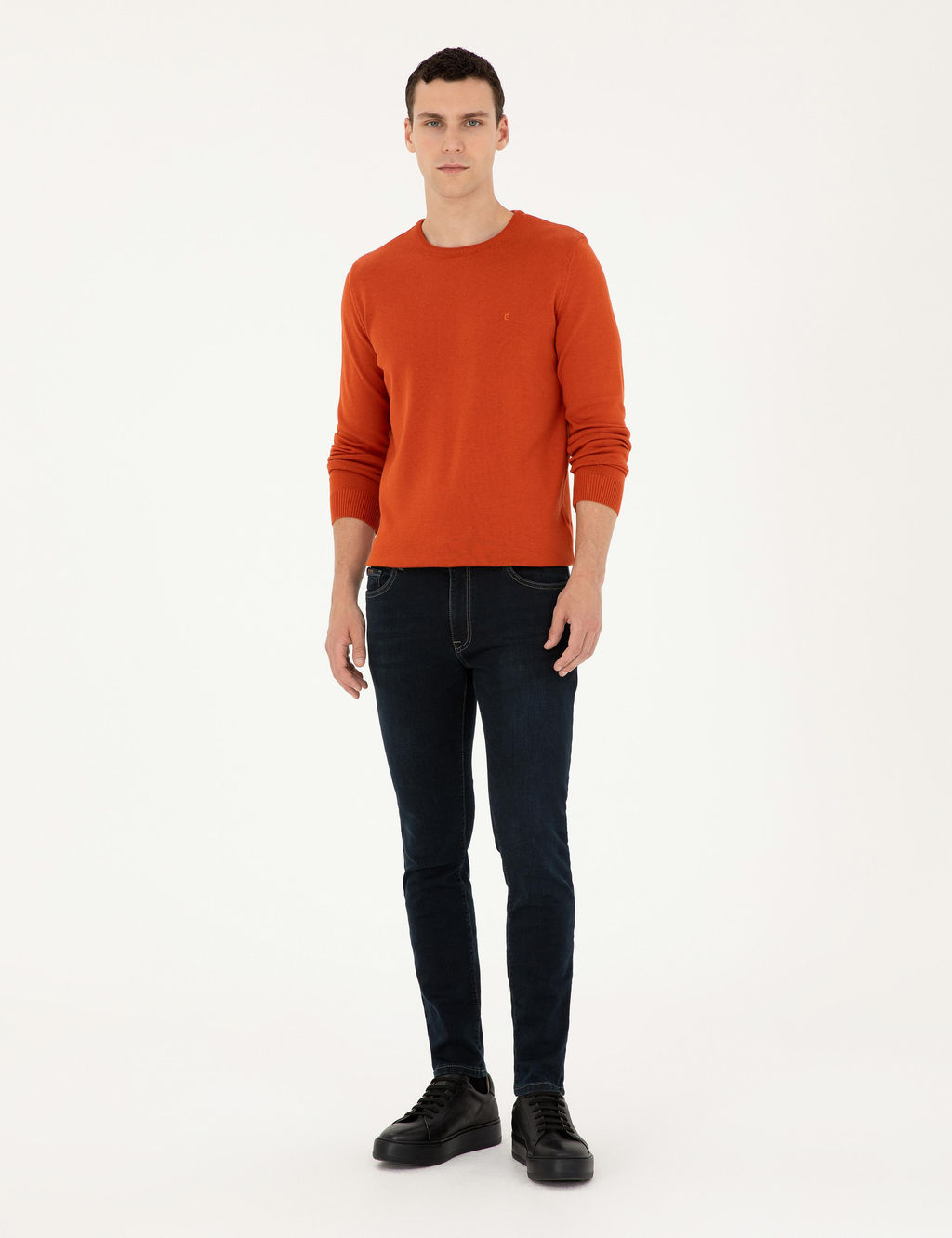 Turuncu Slim Fit Bisiklet Yaka Basic Triko Kazak - Pierre cardin фото 4