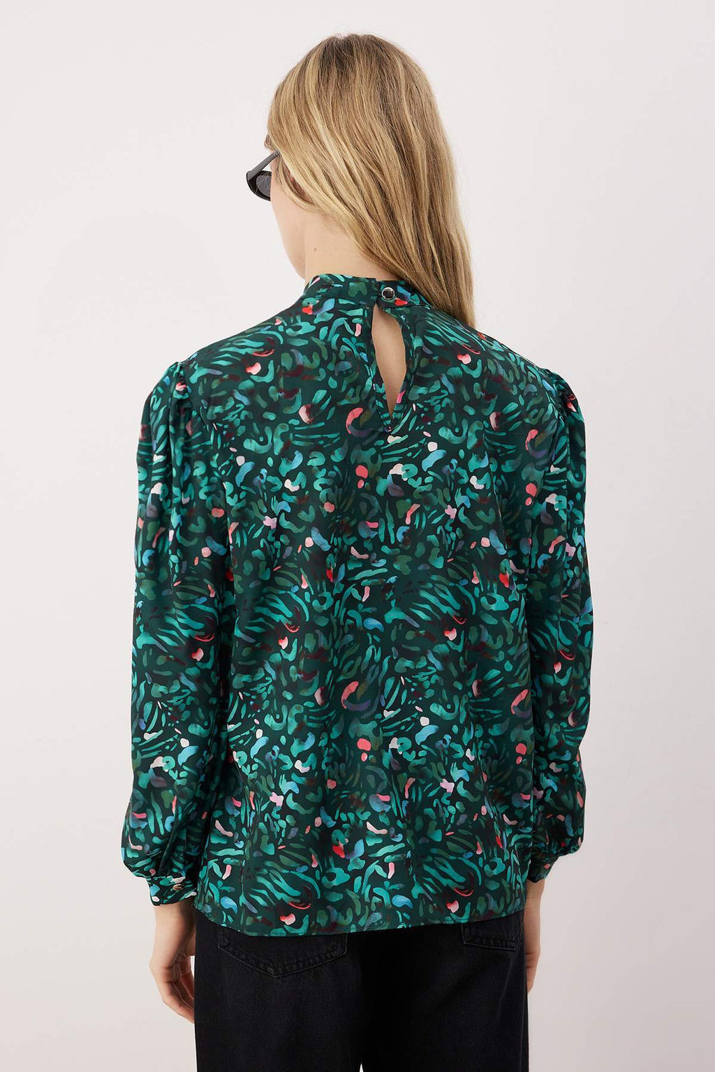 Trendyolmilla Yesil Dik Yaka Desenli Dokuma Bluz TWOAW21BZ0269  фото 17