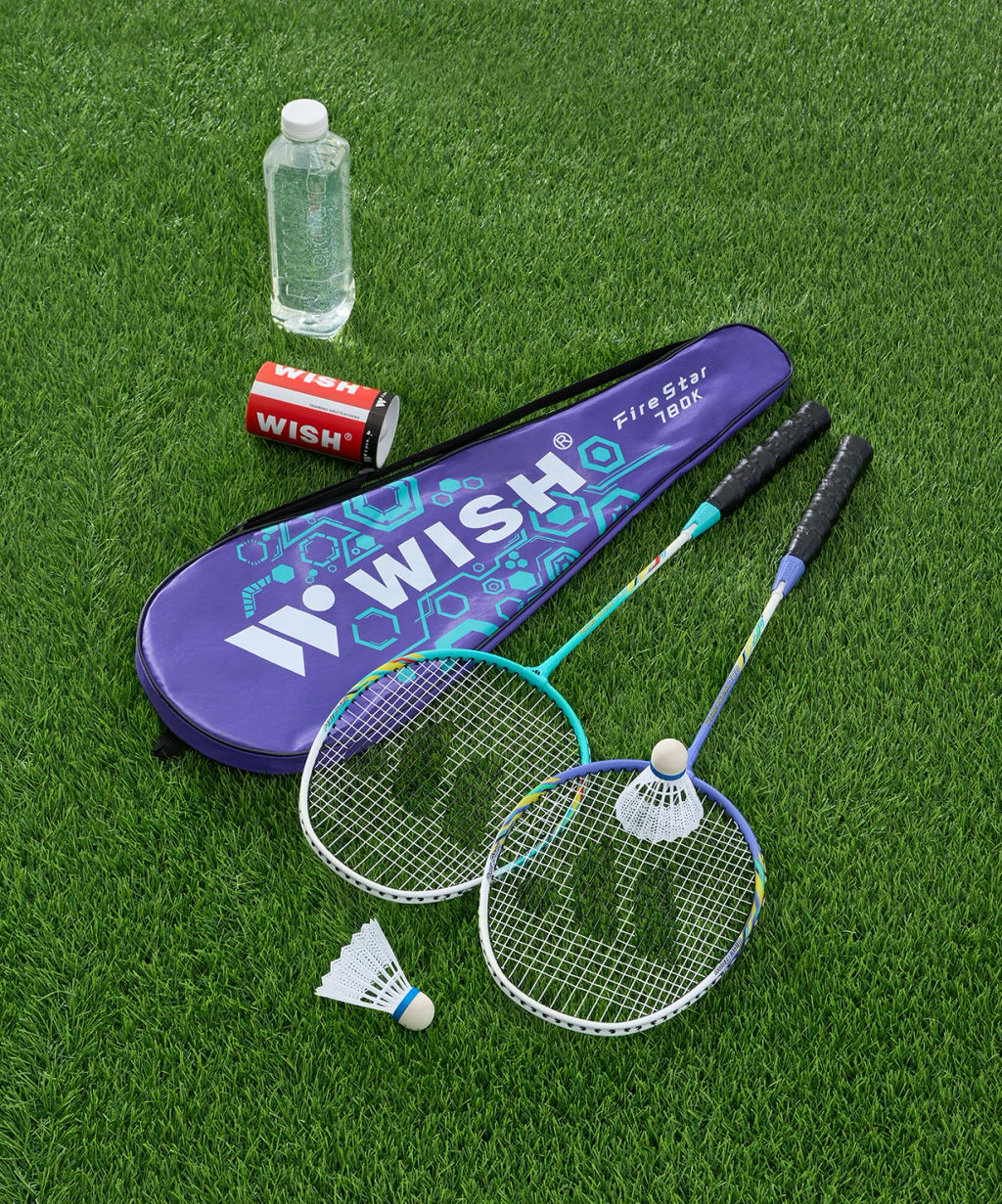 Набор для бадминтона Wish Firestar 780 (2 ракетки + 2 волана), голубой/фиолетовый  фото 13