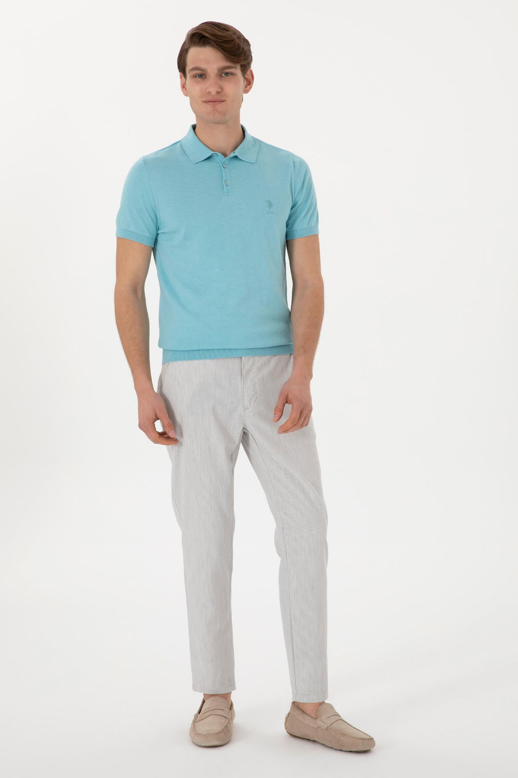 Erkek Slim Fit Polo Yaka Aqua Ti__rt - U.s. polo assn фото 4