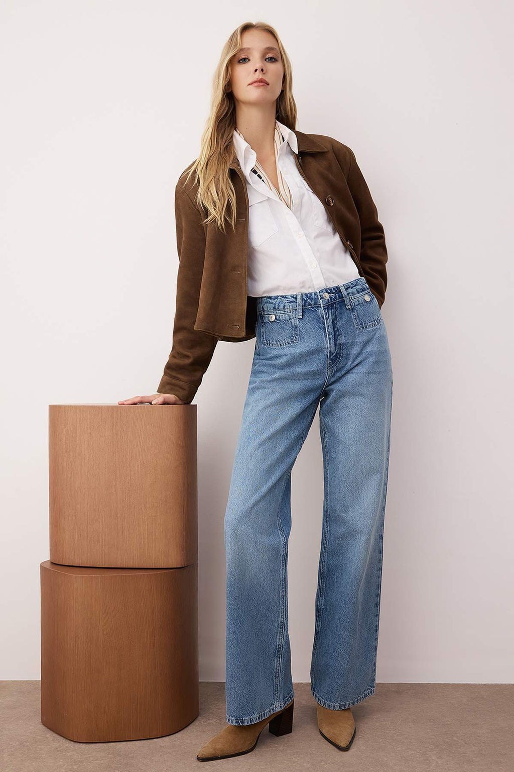 Mavi Cep Detayl? Yuksek Bel Wide Leg Jeans TWOAW26JE00141