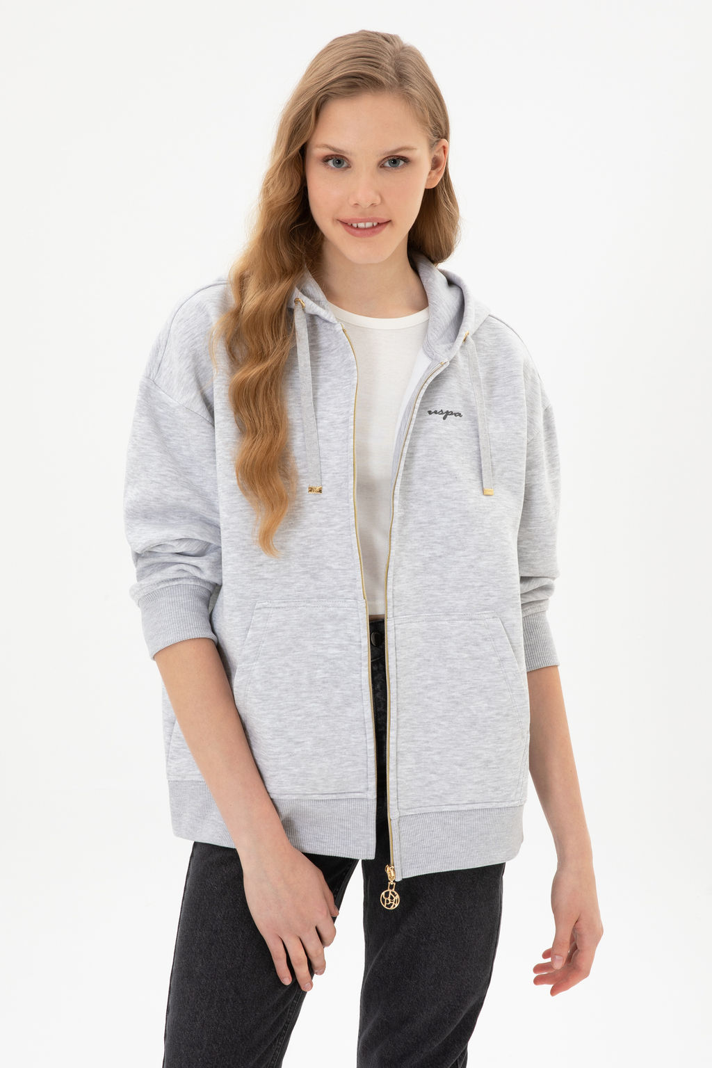 Kad_n A__k Gri Sweatshirt Sepette S_rpriz _ndirim - U.s. polo assn фото 8