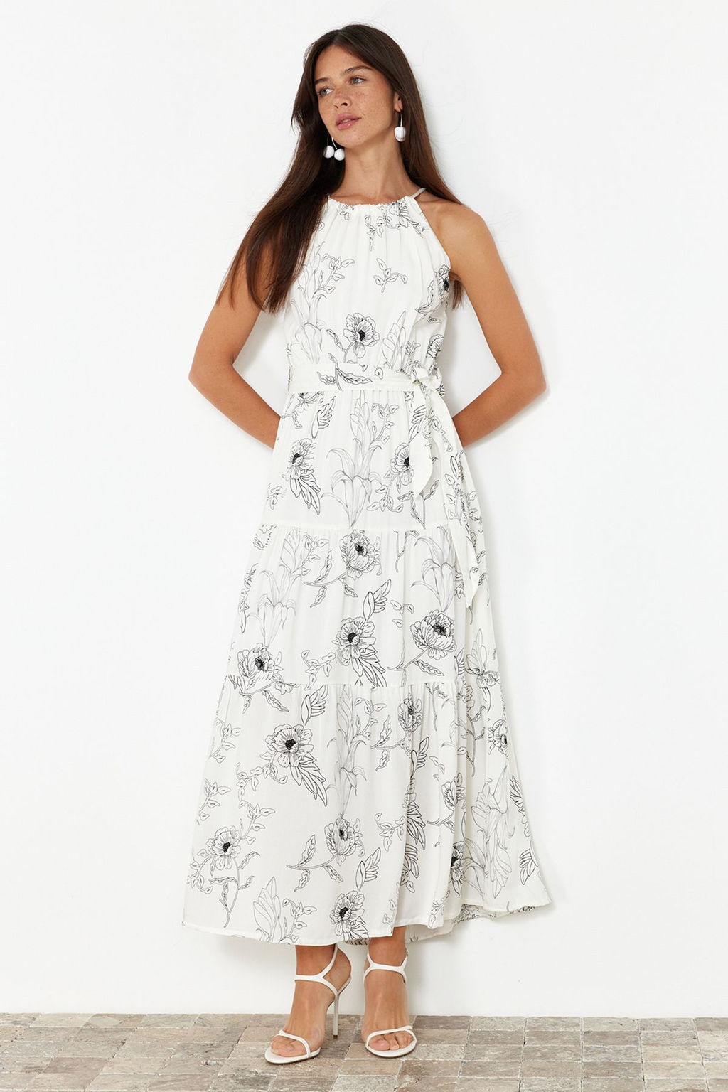 TRENDYOLMILLA Siyah Animal Shift Shally Maxi Dokuma Elbise TWOSS24EL00872 фото 14