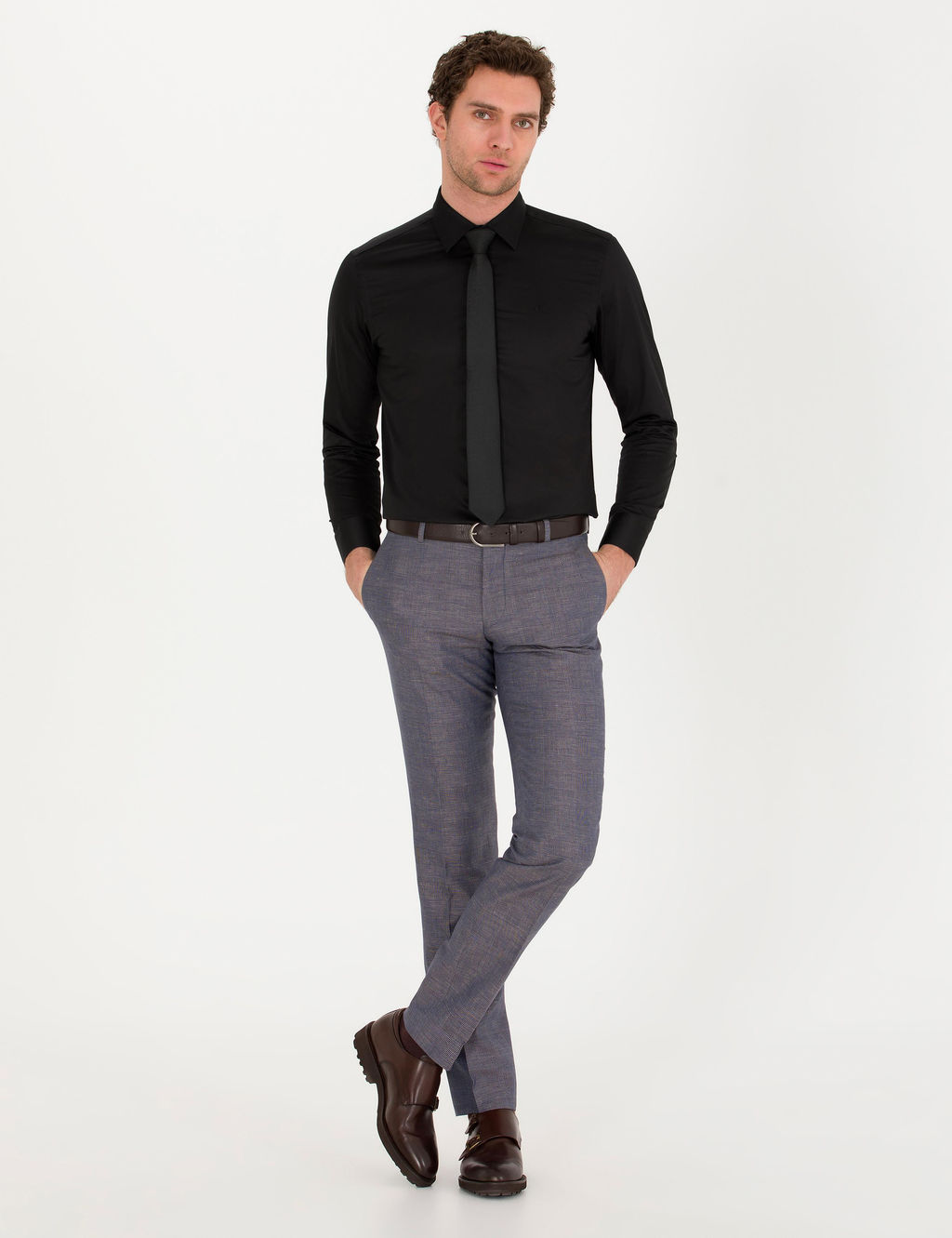 Siyah Slim Fit Uzun Kollu Basic G_mlek