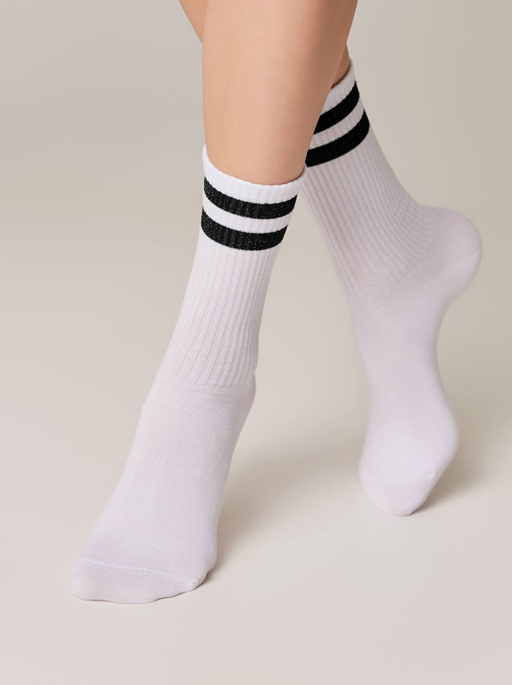 Цена за 2 пары. Носки удлиненные CONTE ACTIVE Хлопковые носки с яркими полосками из люрекса - Conte elegant фото 3