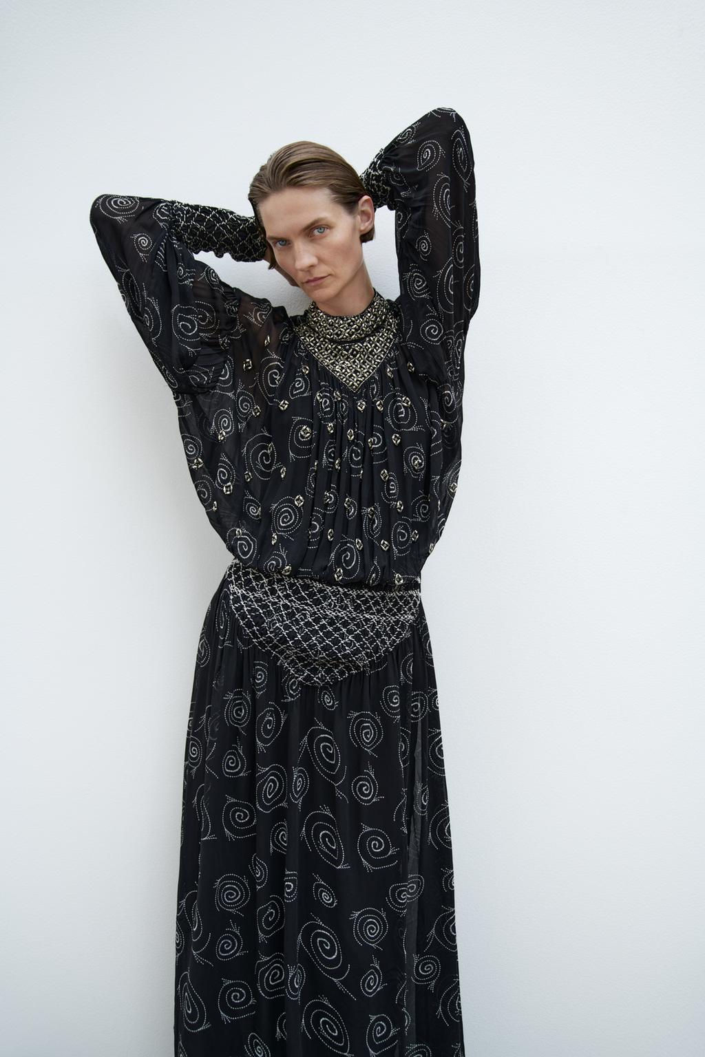 BEADED EMBROIDERED PRINT DRESS ZW COLLECTION - Zara фото 4
