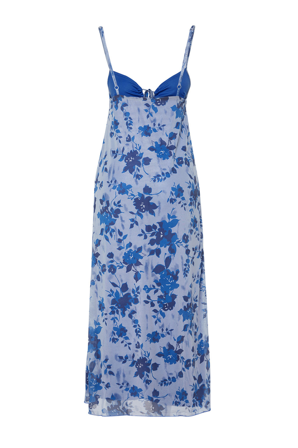 Mavi Cicekli Buzgulu Maxi Bask?l? Maxi Boy Kalp Yaka Orme Elbise TWOSS24EL00272 - Trendyolmilla фото 7