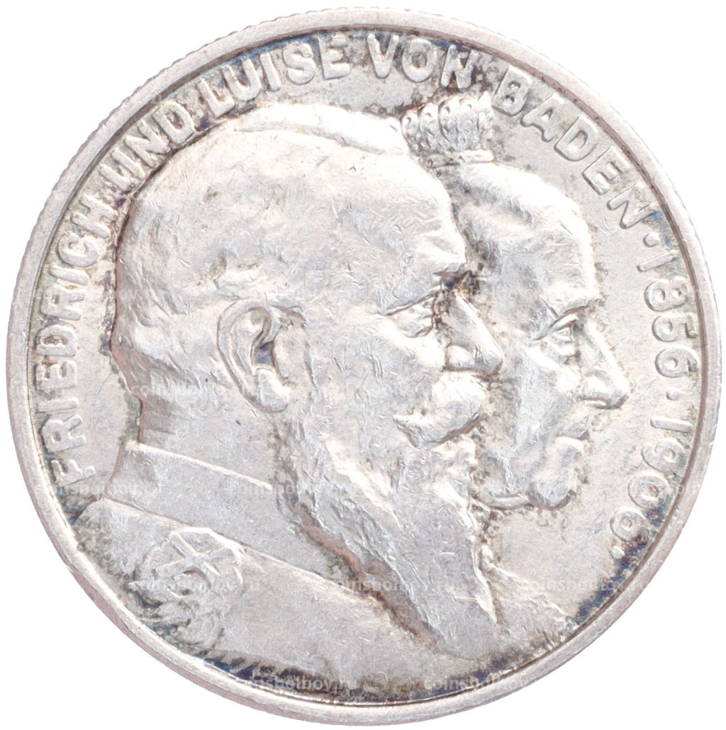 2 марки 1906 года Германия (Баден) 50 лет свадьбе Фридриха I и Луизы Прусской