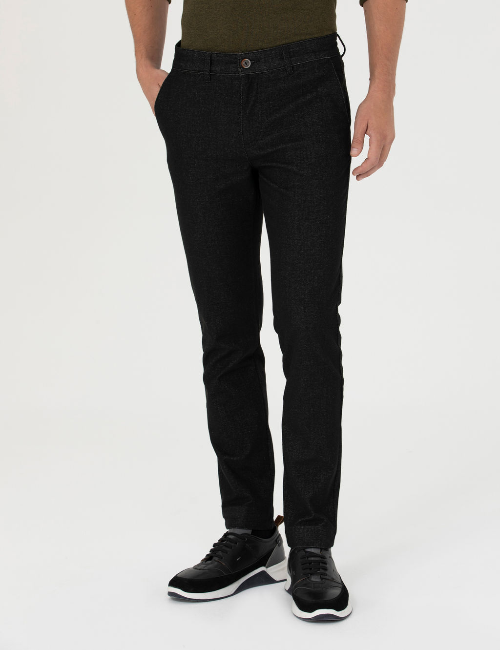 Siyah Slim Fit Kanvas Pantolon