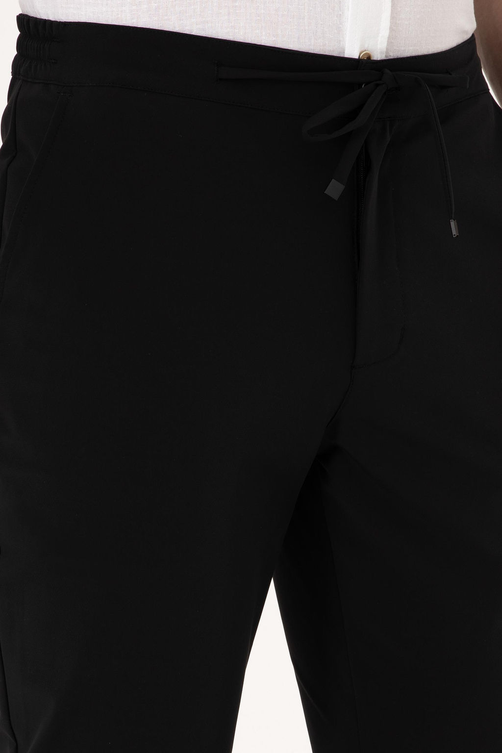 Erkek Body Fit Siyah Kanvas Pantolon