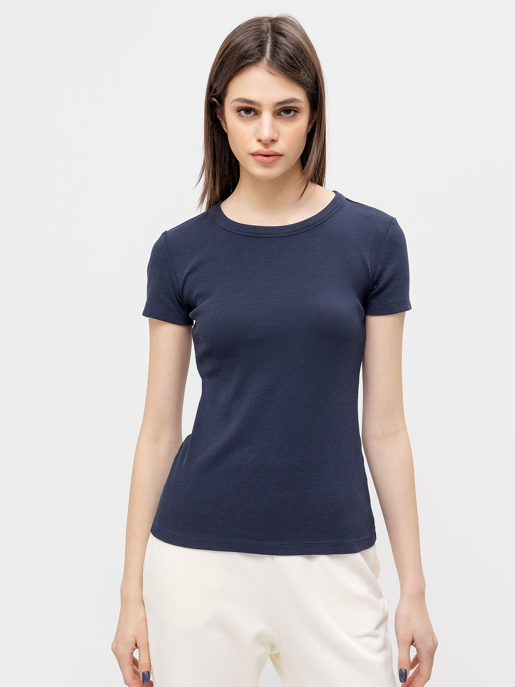 Спортивная футболка в рубчик синего цвета темно -синий 302677 - Mark formelle фото 2