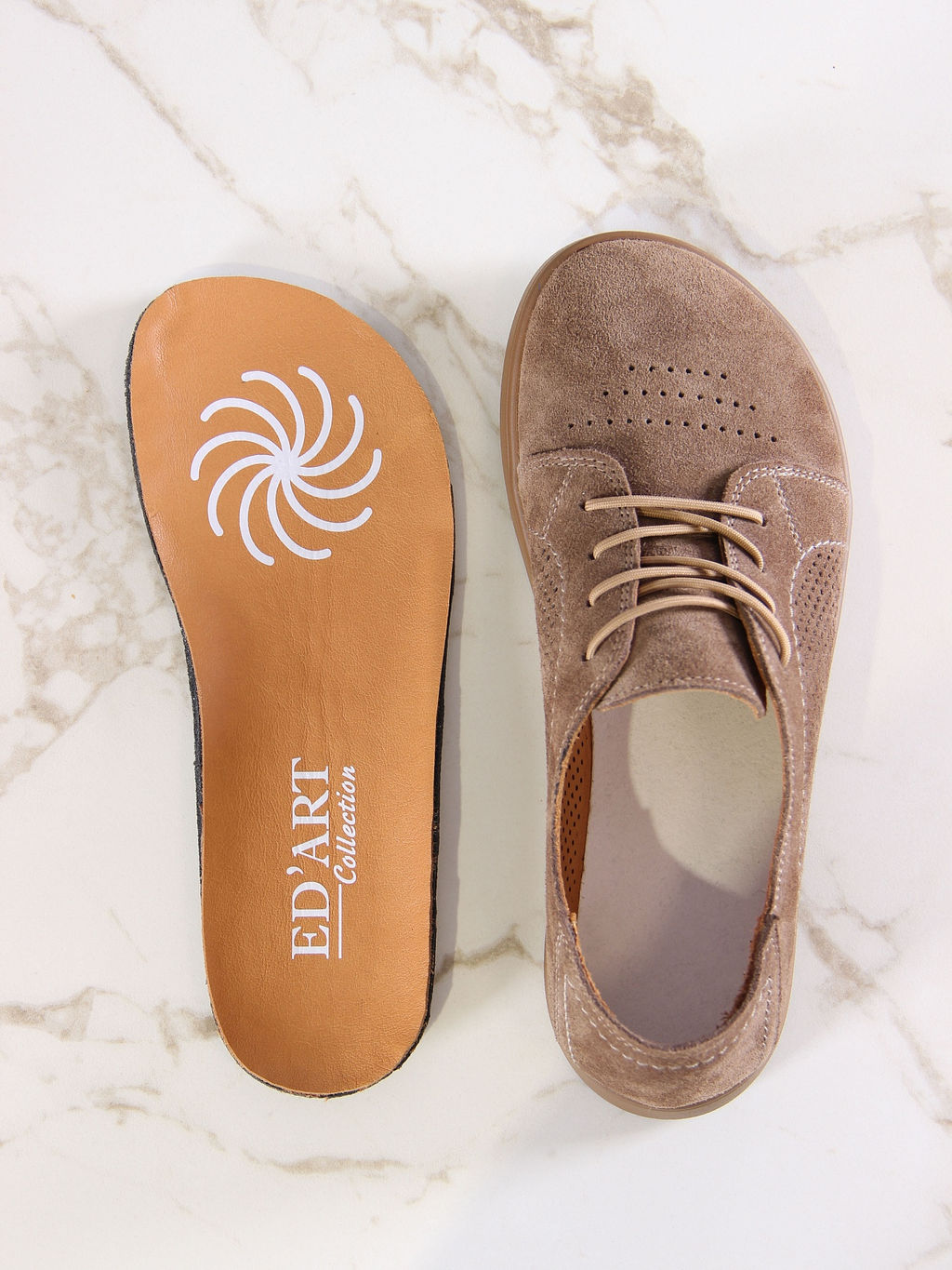 Туфли женские демисезонные с перфорацией 179.Р.астиbr.Серо-коричневая замша/Кожа - Edart фото 3