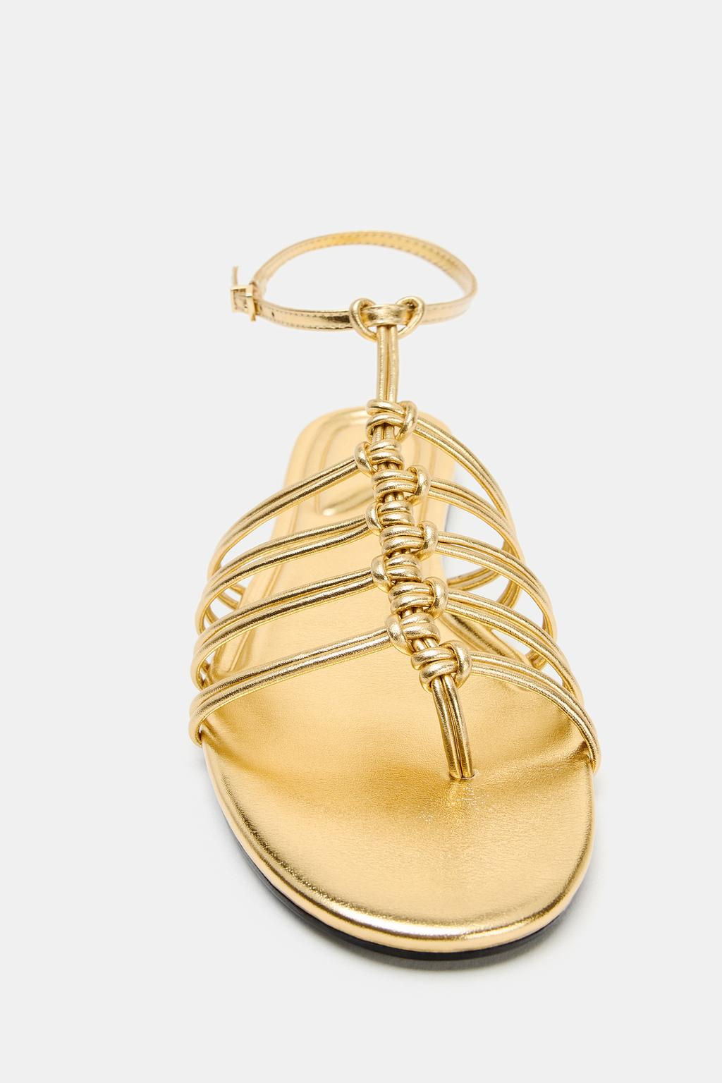 FLAT METALLIC EFFECT SANDALS - Zara фото 5