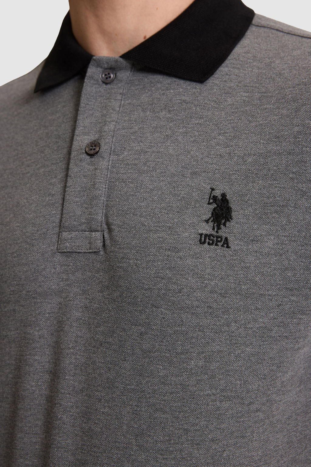 Erkek Antrasit Melanj Regular Fit Polo Yaka Basic TiЕГrt - U.s. polo assn фото 6