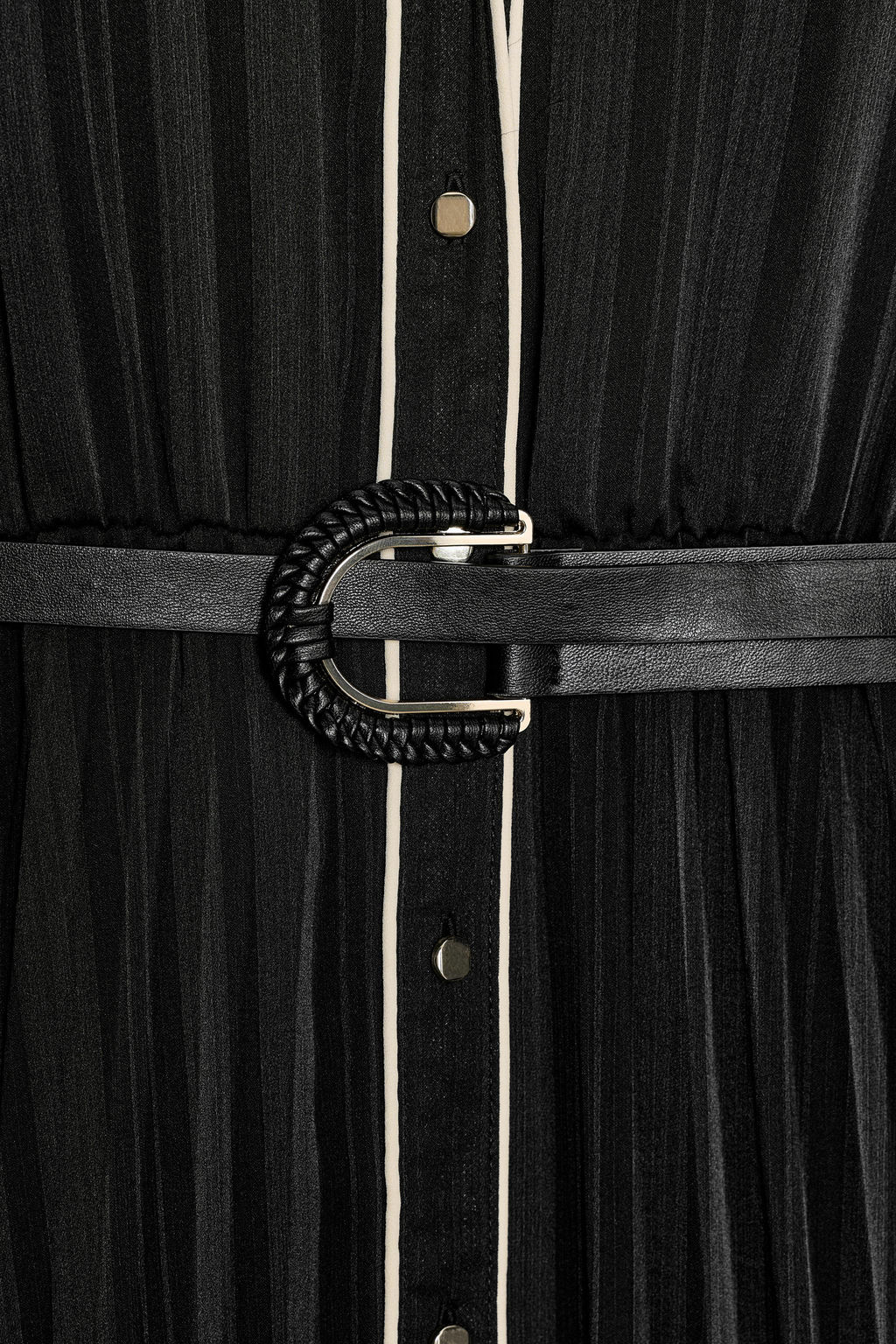 PLEATED MIDI DRESS WITH CONTRAST PIPING BELT - Zara фото 8