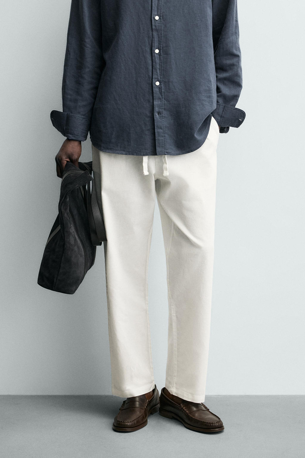 PANTAL?N RELAXED FIT ALGOD?N - LINO / Blanco roto - Zara фото 13